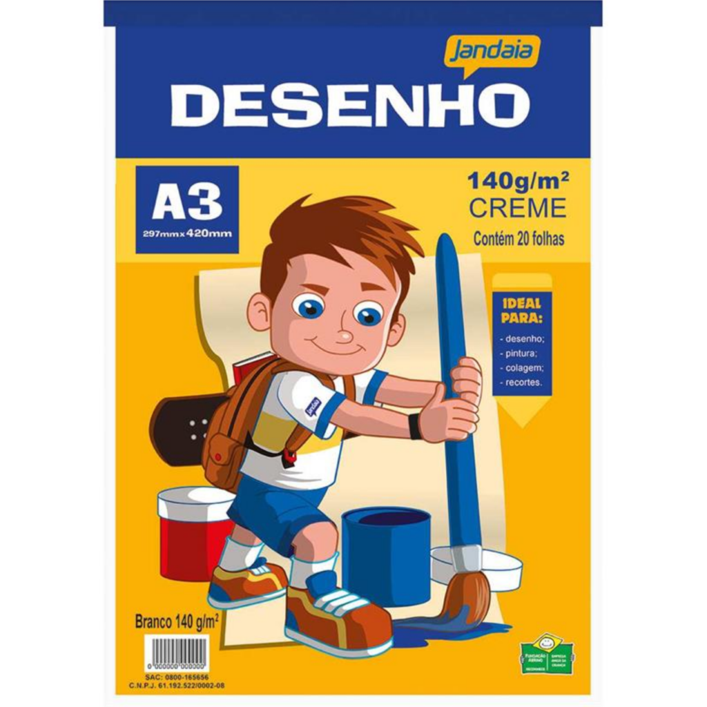 Bloco Técnico A3 Sem Margem Creme 140g 20 Folhas Usapel Papelaria Botafogo 8587